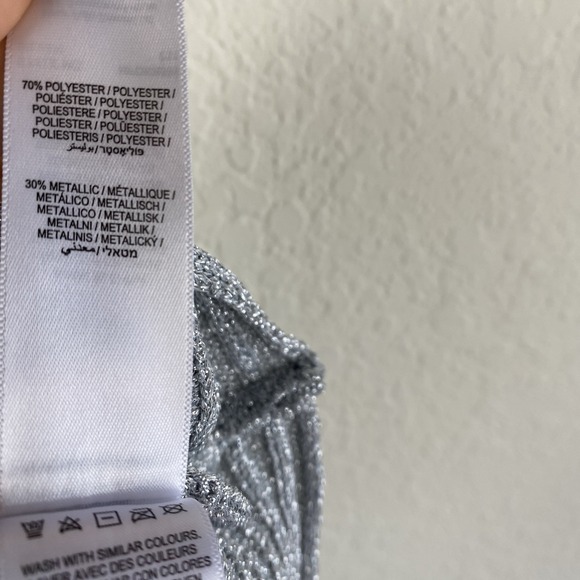 Never Fully Dressed 2XL Tilly Top Silver Knit Ribbed Asymmetric One Shoulder - Picture 5 of 5